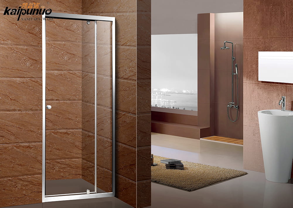 Bilik mandi panas murah bingkai aluminium krom pintu pancuran pintu kaca dengan engsel